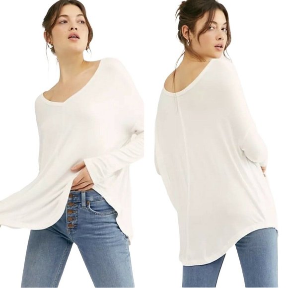Free People Tops - Free People Moonshine White V-Neck Tunic Top Small